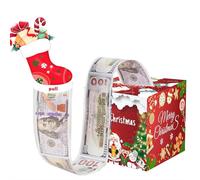 Christmas Money Box for Cash Gift Pull, Decorations Surprise Money Gift Boxes for Kids Adults with 50Pcs Transparent Bags - Fun Ways to Give Cash as A for Your Loved Ones, Party Decor Supplies