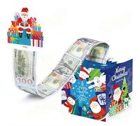 Christmas Money Box for Cash Gift Pull,Surprise Explosion Gift Boxes with Clear Bags,Christmas Surprise M-oney Holder for C-ash,DIY Holiday Cash Box for Money Holder for Women Men