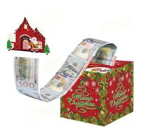 Christmas Money Box for Cash Gift Pull,Surprise Explosion Gift Boxes with Clear Bags,Christmas Surprise M-oney Holder for C-ash,DIY Holiday Cash Box for Money Holder for Women Men