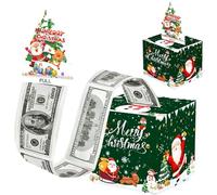 Christmas Money Box for Cash Gift Pull,Surprise Money Holder,Christmas Mone y Box for Cash Gift Pull with 50Pcs Transparent Envelopes,DIY Fun Holiday C ash,Xmas Surprise Bo x P ull for Kids Adults