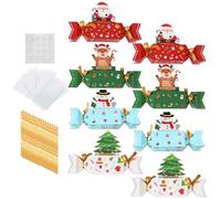 Christmas Money Box - Paper | Móney PullBox 8 Cards 16 Gold Ribbons 24 Double-Sided Sticky Dots | Moneÿ Pull Out Box with 80 Transparent Bags Festive Atmosphere Theme Party Birthday Parties