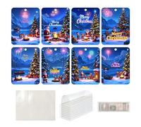 Christmas Money Cards,Money Holder Ornament - Blue Tone Cash Holders with Blessings | Holiday Decoration Supplies, Funny Colorful Handmade Cash Clip