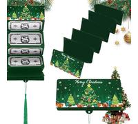 Christmas Money Envelope for Cash, Money Holder with 10 Slots for Cash, Christmas Party Gifts Money Holder for Men Women Girl Boy (2Green)