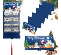 Christmas Money Envelope for Cash, Money Holder with 10 Slots for Cash, Christmas Party Gifts Money Holder for Men Women Girl Boy (2Blue)