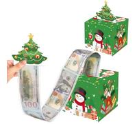 Christmas Money Gift Box Green, Christmas Money Pull Box DIY Money Holder with Pull Tab,Snowman Tree Surprise Money Pull Pouch,DIY Xmas for Cash Holiday Packaging