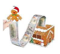 Christmas Money Gift Box - Party Surprise Pull Cash Box, Money Box Cash Gift Pull, with Pull Card & 30 Transparent Cash Bags, Fun Christmas Cash Storage Box, for Boys Girls Adults (Brown)