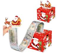 Christmas Money Gift Box Red, Christmas Money Pull Box DIY Money Holder with Pull Tab,Santa Surprise Money Pull Pouch,DIY Christmas for Cash Holiday Cash Gift Packaging Pull out Cash Gift