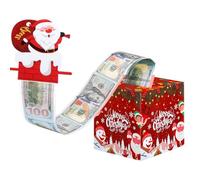Christmas Money Gift Boxes, Christmas Money Box for Kids and Adults, Element Patterns Mo ney Gift Ideas，Gifts Box with Xmas Card and Transparent Bags