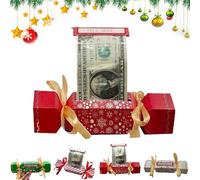 Christmas Money Gift Boxes, Christmas Surprise Money Pull Pouch, Money Candy Surprise Gift Box, Surprise Moneys Gift Boxes with Pull out Card and Transparent Bags for Funny Holiday Cash Gift (D)