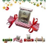 Christmas Money Gift Boxes, Christmas Surprise Money Pull Pouch, Money Candy Surprise Gift Box, Surprise Moneys Gift Boxes with Pull out Card and Transparent Bags for Funny Holiday Cash Gift (C)