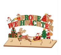 Christmas Money Gift Wooden with LED Fairy Lights - Merry Christmas - Santa Claus Money Packaging Gift Women & Men, Christmas Decoration Indoor for Table Windowsill Office Mantle (Colourful)
