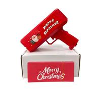 Christmas Money Gun Toy for Parties, Make It Rain Cash Cannon with 200 Red Green Paper Notes, Handheld Bill Shooter for Xmas New Year Celebration, Festive Party Game Supplies (Red)