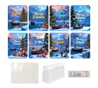 Christmas Money Holder, Christmas Money Cards, 8 x Money Clips in Blue Tones - Holiday Home Decoration, Festive Hanging Money Card with Pendant for Cash
