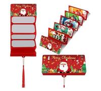 Christmas Money Holder for Cash Gift Card, Xmas Surprise Money Holder with 10 Slots, Festive Cash Gift Organizer with Tassel, Creative Ways to Give Money Gifts (red)