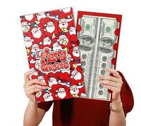 Christmas Money Holder for Cash Gift Card, Xmas Surprise Money Holder with 12 Slots,Festive Cash Gift Organizer with Tassel,for C-hristmas Holiday Birthday Cashes G-ift Card Supplies