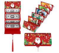 Christmas Money Holder or Gift Card Holder with 10 Slots Surprise Christmas Xmas Gift Card Holder, Festive Cash Gift Organizer with Tassel, Santa and Snowman Design Cash for Xmas Cards (Red, 1pcs)