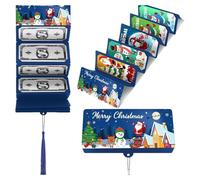 Christmas Money Holder or Gift Card Holder with 10 Slots Surprise Christmas Xmas Gift Card Holder, Festive Cash Gift Organizer with Tassel, Santa and Snowman Design Cash for Xmas Cards (Blue, 1pcs)