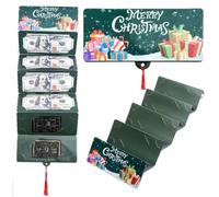 Christmas Money Holder with 10 Slots, Creative Holiday Card and Cash Gift Envelope for Family, Festive Floral Design