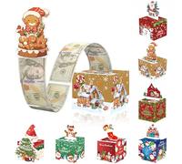 Christmas Money Pull Box,Christmas Money Gift Box Pull Surprise Money Pull Pouch for Kids/Adult,Xmas Money Box for Cash,Money Cake Pull out Cash with Xmas Card and 50P Bags,Money Reveal Box Xmas Party