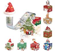 Christmas Money Pull Box,Christmas Money Gift Box Pull Surprise Money Pull Pouch for Kids/Adult,Xmas Money Box for Cash,Money Cake Pull out Cash with Xmas Card and 50P Bags,Money Reveal Box Xmas Party
