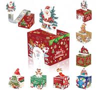 Christmas Money Pull Box,Christmas Money Gift Box Pull Surprise Money Pull Pouch for Kids/Adult,Xmas Money Box for Cash,Money Cake Pull out Cash with Xmas Card and 50P Bags,Money Reveal Box Xmas Party