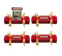Christmas Money Roll Gi-ft Box, 4 Pack Candy Shaped Surprise Pull Cash Box, Christmas Money Holder with Pull Label & Clear Cash Pockets, Fun Christmas Cash Storage Box, for Kids, Teens & Adults