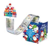 Christmas Money Roll Gi-ft Box, Merry Christmas Money Box Christmas Pull Surprise Money G-ift Box Party Surprise Pull Cash Box Christmas Money Holder With Pull Card & 50 Transparent Cash Bags