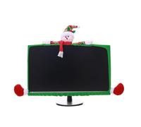 Christmas Monitor Cover -16.14-24.41in Monitor Santa Hat, Desktop Decor, Stretchy Knit Fabric | Office Holiday Decoration with screens, Universal Fit for Most Monitors, Cubicle, Home Desk