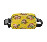 Christmas Monkey Pattern Cute Waist Bag Fanny Pack for Women Men Teens Mini Croose Body Purse with Adjustable Strap for Travel Vacation Running