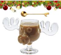 Christmas Moose Eggnog Mug, 200ml Acrylic Clear, Glass Safe Packaging (1PCS)