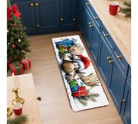 Christmas Moose Kitchen Mats for Floor, Cute Cartoon Holiday Soft Mats, Festive Cushioned Comfort Washable Non Slip Decor Rugs for Kitchen Sinks Laundryroom Bathroom 16x47 Inch
