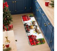 Christmas Moose Kitchen Mats for Floor, Cute Holiday Decor Soft Mats, Winter Cushioned Comfort Washable Non Slip Rugs for Kitchen Sinks Laundryroom Bathroom 16x47 Inch