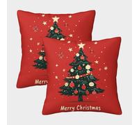 Christmas Motifs Pillow Covers Pack of 2 Design Art Square Throw Pillow Case Christmas Theme Pillow Cases Square Decorative Cushion Covers for Sofa Couch 40x40cm