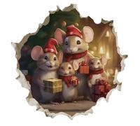 Christmas Mouse Hole Stickers, Funny Mouse Hole Christmas Stickers, Skirting Board Wall Art Waterproof Mouse Wall Art Sticker Christmas Window Glass Stickers Mouse Hole Decal for Christmas Decor