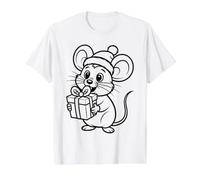 Christmas Mouse Mandala to Color Yourself Value Graphic T-Shirt, Men, White, L