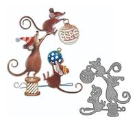 Christmas Mouse Ornament Ball Metal Die Cuts Dies Stencil, Christmas Cutting Dies Cut Stencils DIY Cards Photo Album Craft Decorative Embossing Paper Dies for Album Card Scrapbooking Making