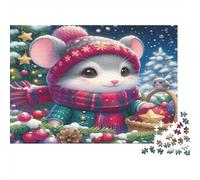 Christmas Mouse Puzzle 1000Pc Recycled Paper for Adults Puzzle for Adults Hard Difficult Challenging Game Fun Present & Activity for Home Great Gift Idea 70x50cm/1000pcs