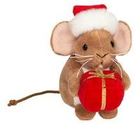 Christmas Mouse with Present by Teddy Hermann - soft toy - 11cm - 94621