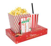 Christmas Movie Night Box Set - Festive Family Party Bundle with Popcorn Boxes, Snack Trays, VIP Tickets & Coupons - Holiday Entertainment Kit for Kids and Adults, Xmas Cinema Party Supplies