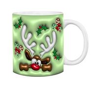 Christmas Mug - Ceramic 350ml 9.5x8cm 390g, Novelty Christmas Birthday Present, Holiday Coffee Mugs | Rudolph A-F, Office, Home, Party Drinkware