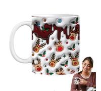 Christmas Mug - Ceramic 350ml 9.5x8cm 390g, Novelty Christmas Birthday Present, Holiday Coffee Mugs | Rudolph A-F, Office, Home, Party Drinkware