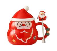 Christmas Mug,Christmas Coffee Mug - 500ml Ceramic Milk Cup with Lid for Christmas Hat and Santa Spoon,Juice Cup for Coffee,Tea,Milk,Estet Decoration