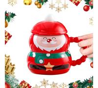 Christmas Mug, Christmas Coffee Mug with Lid, Christmas Cups Ceramic Coffee Mugs 400ML, Festival Cute Xmas Mugs Lovely Ceramic Tea Cups for Parents, Sweetie and Friends (Santa Claus)