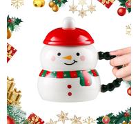 Christmas Mug, Christmas Coffee Mug with Lid, Christmas Cups Ceramic Coffee Mugs 400ML, Festival Cute Xmas Mugs Lovely Ceramic Tea Cups for Parents, Sweetie and Friends (Snowman)