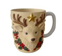 Christmas Mug Set - Elk Gingerbread Man Resin | Reindeer Tree Tea Cup, Holiday Drinkware for Hot and Cold Drinks, Festive Ceramic Mug for Tea, Milk, Juice, Latte, Party, Home Decoration