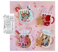 Christmas Mug Shaker Metal Die Cuts,Merry Christmas Deer Gingerbread Man Cutting Dies Cut Stencils DIY Scrapbooking Decorative Embossing Paper Scrapbooking Card Making