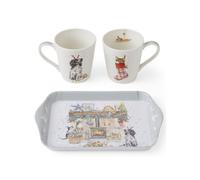 Christmas Mug & Tray Set Wrendale Designs Fine Bone China Mugs Royal Worcester