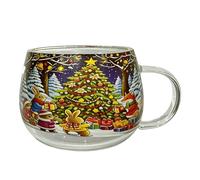 Christmas Mugs - 300ml Christmas Clear Painted Coffee Mug, Seasonal Festive Drink Containers | Festive Beverage Container | Glasses for Latte Water Wine Drinks Hot Cocoa L
