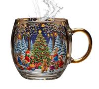 Christmas Mugs, Creative Painted Stained Glass Mug, Funny Holiday Drinking Coffee Cup, Decorative Heat-Resistant Tea Mug with Handle, for Wedding, Travel, Birthday, Party, Holiday