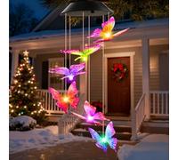 Christmas Mum Gifts for Women, Winzwon Solar Butterfly Wind Chimes Garden Birthday Gifts for Her Grandma Nanny, Solar Lights Outdoor Decor for Garden Yard Porch Mothers Day
